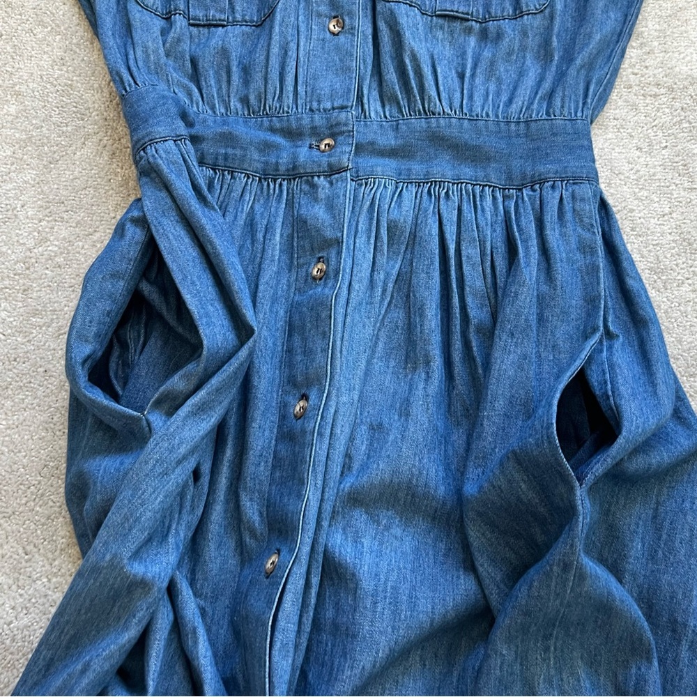 ABERCROMBIE & FITCH VINTAGE DENIM MAXI DRESS SIZE 10 COTTAGECORE PRAIRIE TRENDY - Picture 5 of 10